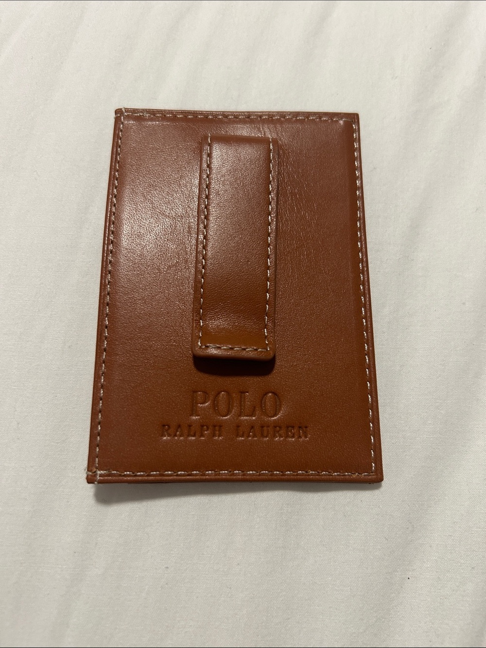 Polo by Ralph Lauren Tan Leather Money Clip Card Holder